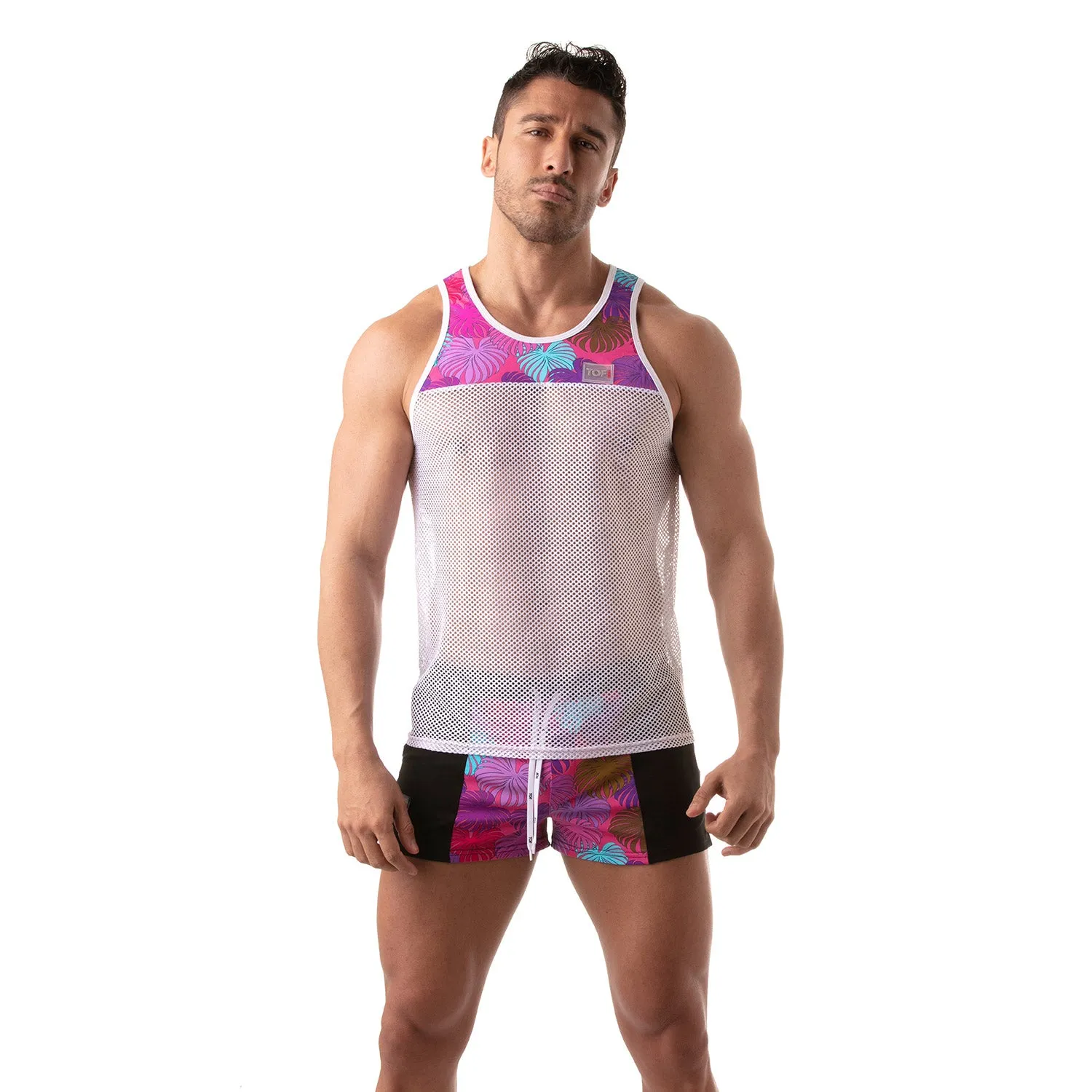 TOF Paris Floral Mesh Tanktop Pink