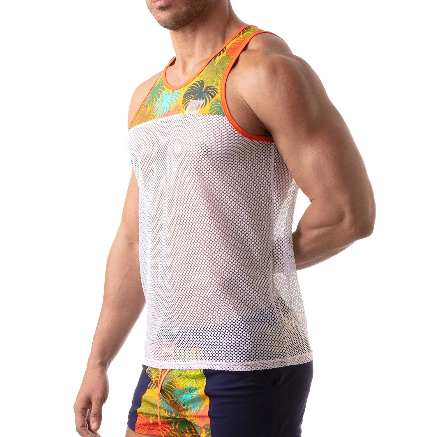 TOF Paris Floral Mesh Tanktop Yellow