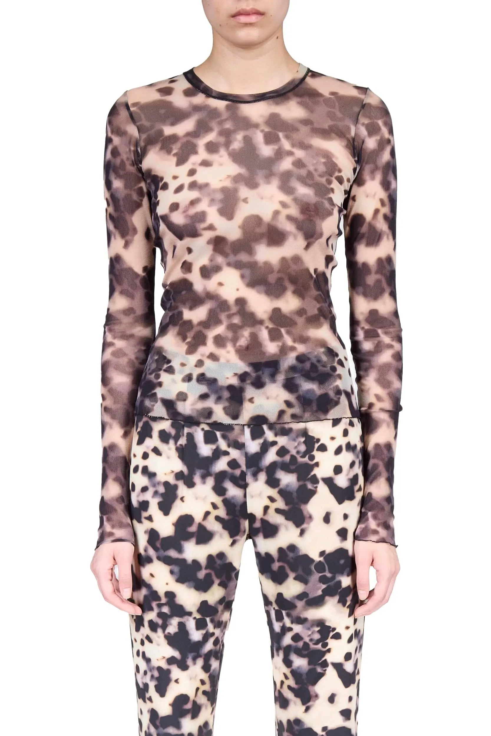 Tortoise Mesh Long Sleeve Top